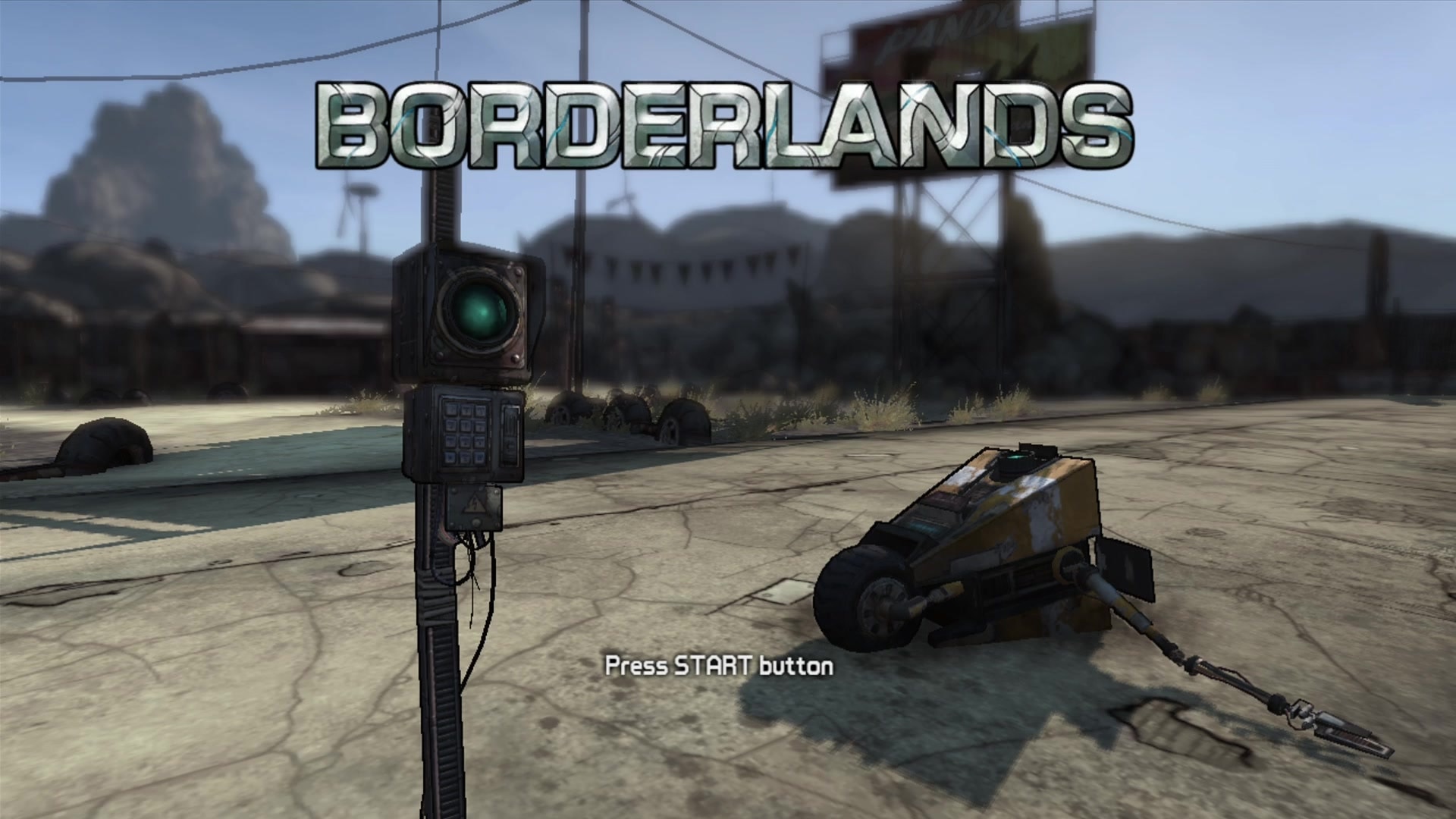 Borderlands title screen for Xbox 360